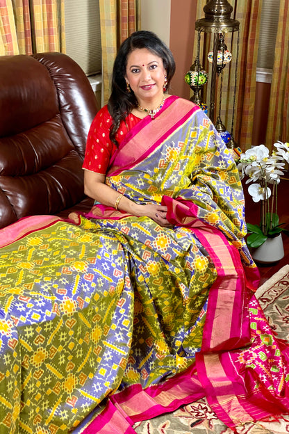 Pochampally Ikkat Silk Saree - AW1011PT